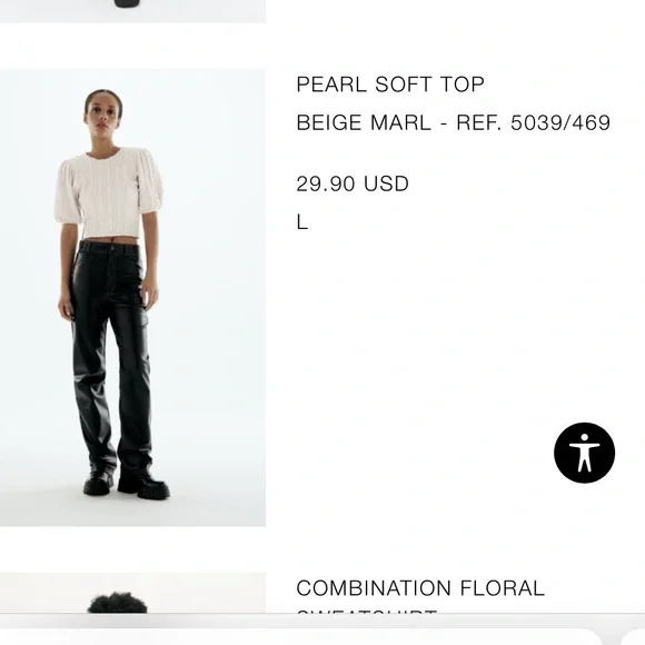 Zara PEARL SOFT TOP BEIGE MARL Size Large - Picture 6 of 6